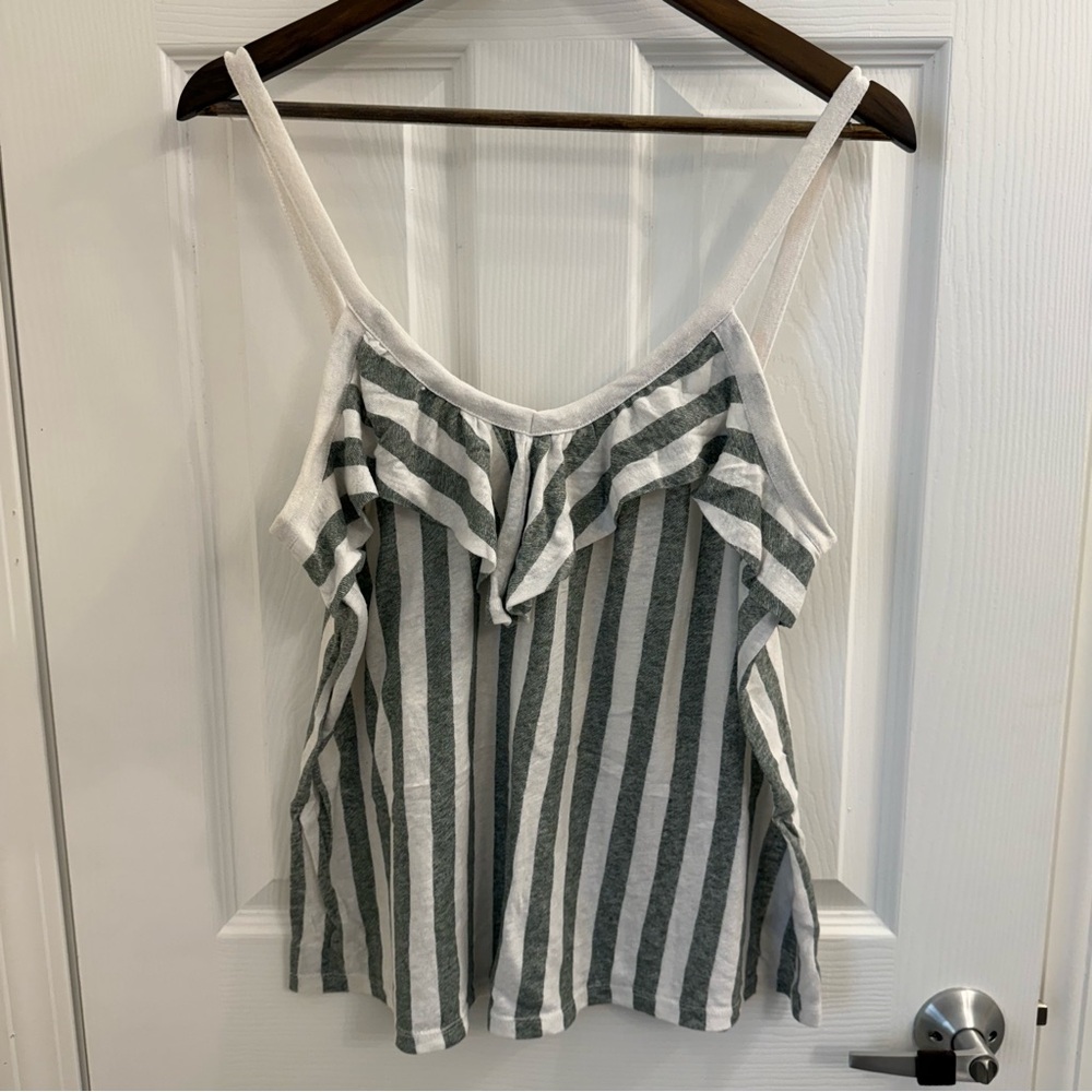Striped Green and White Women's Top